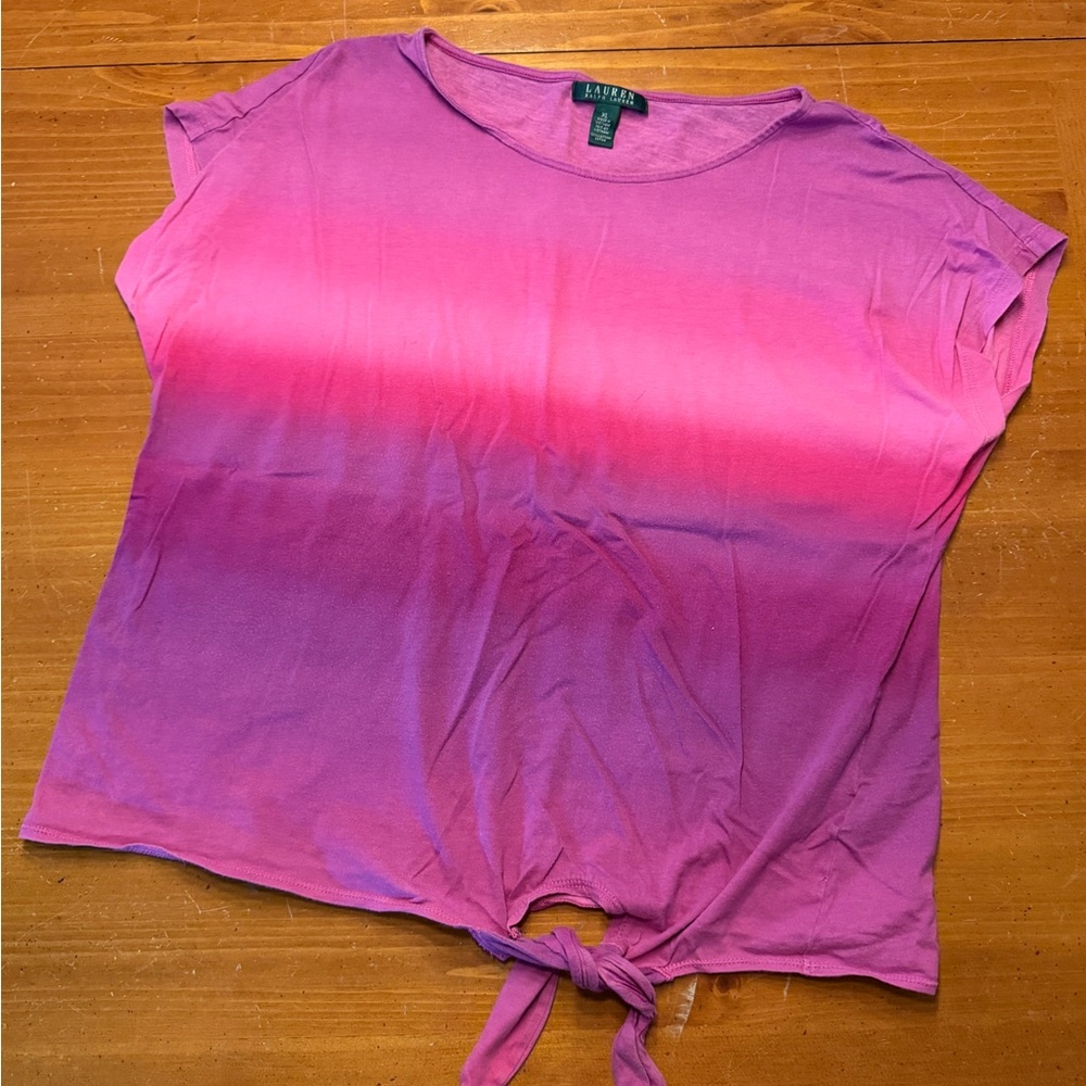 Ralph Lauren Purple Ombre Tie-Front Tee